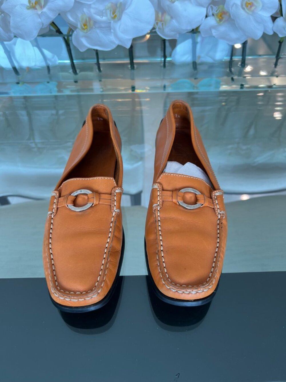 Tod's Tan Leather Horsebit Loafers Driving Moccasins Italy 7.5